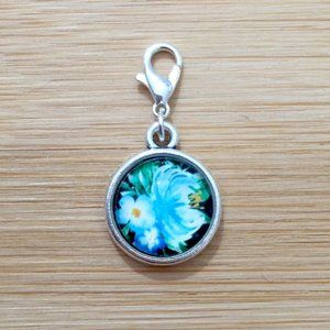 Planner charm Blue Flower Glass Cabochon